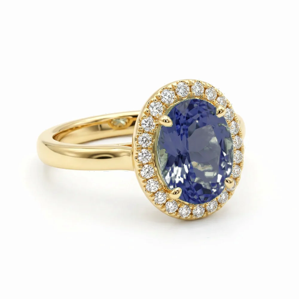 Anel de Formatura Ciências Contábeis Chuveiro em Ouro Amarelo 18k com Safira Azul