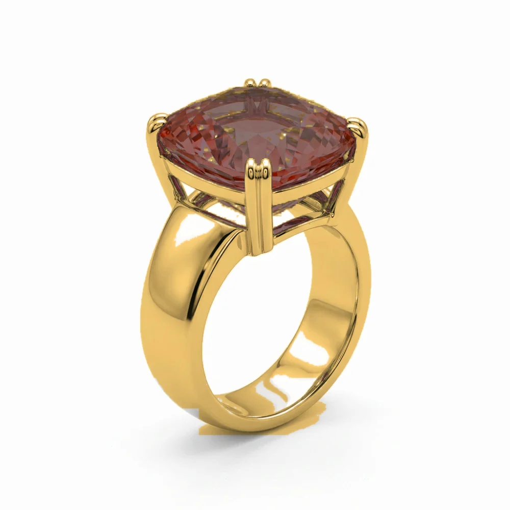 Anel de Formatura Direito Clássico em Ouro Amarelo 18k com Rubi