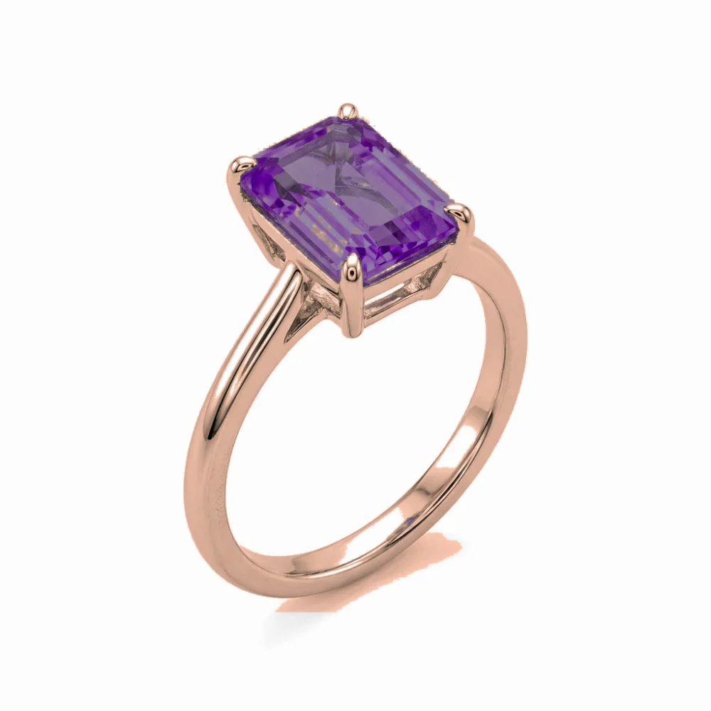 Anel de Formatura Psicologia Feminino em Ouro Rosé 18k com Ametista