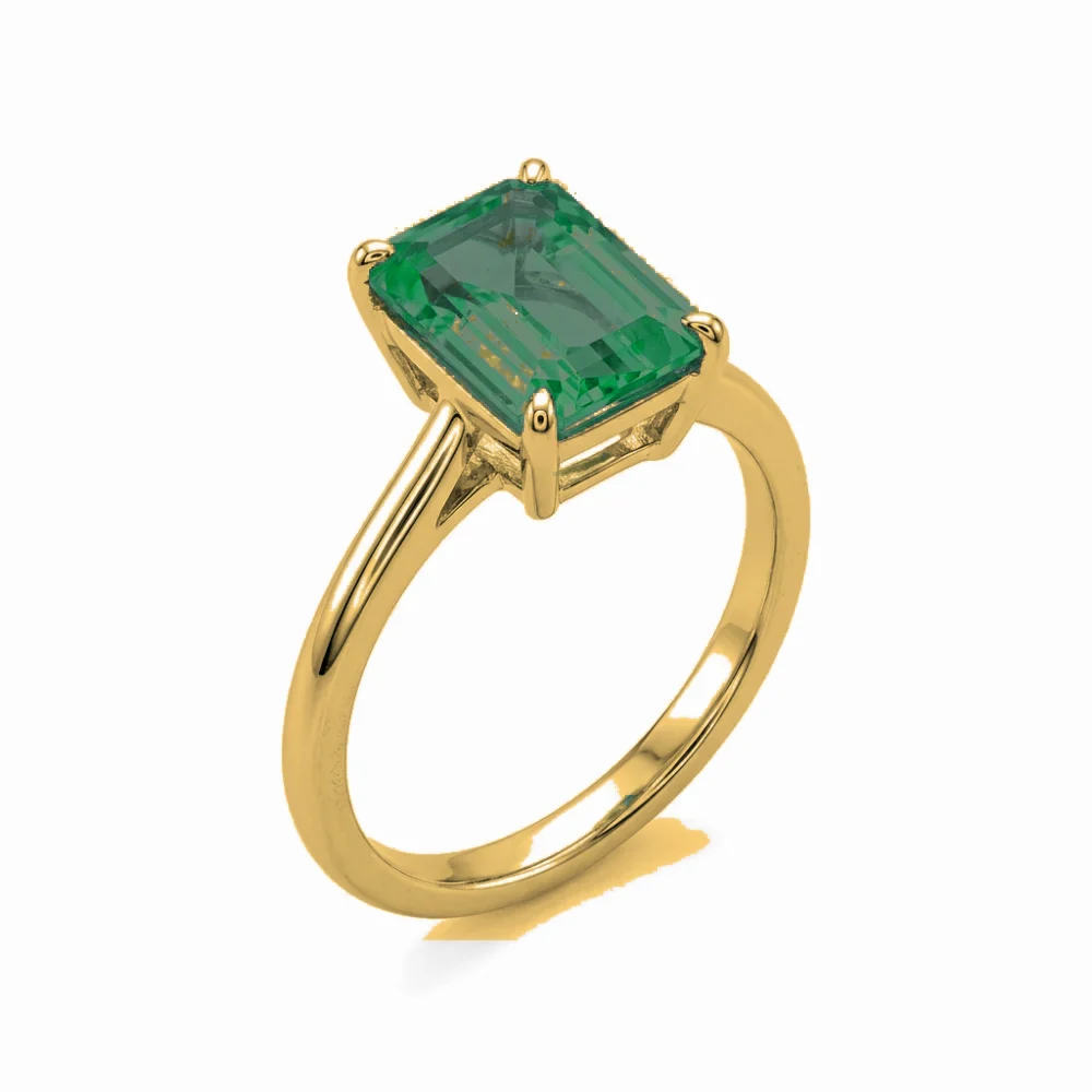 Anel de Formatura Medicina Feminino em Ouro Amarelo 18k com Esmeralda