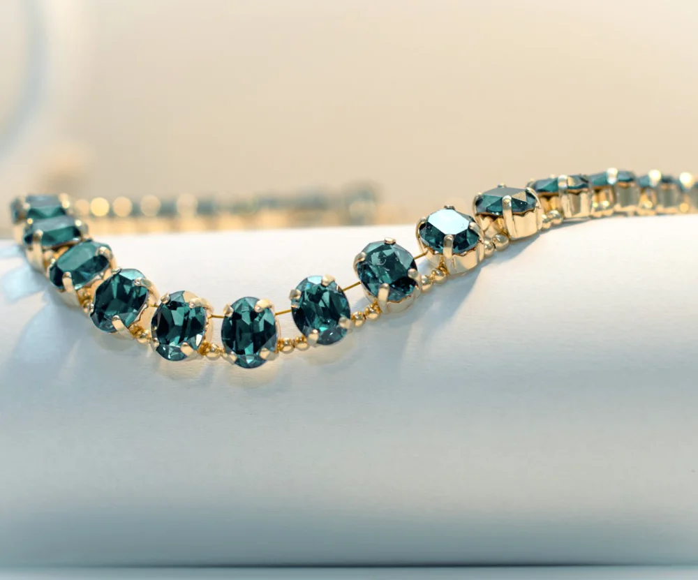 Pulseira Riviera em Ouro Amarelo 18k com Águas-Marinhas