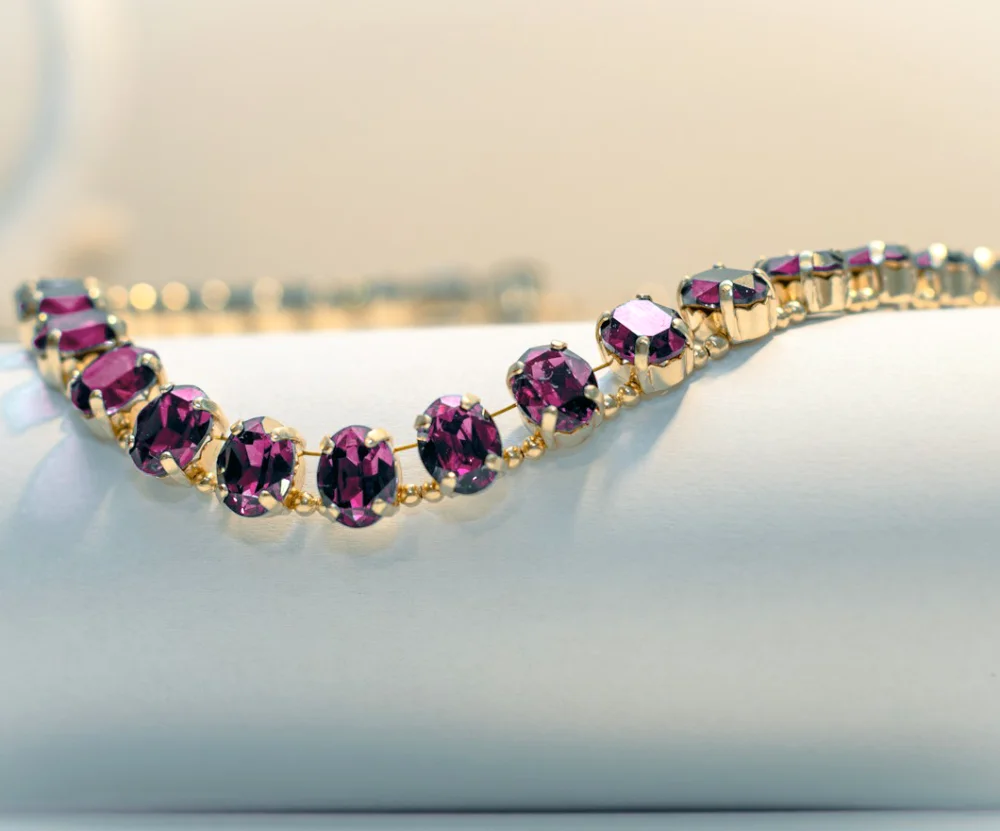Pulseira Riviera em Ouro Amarelo 18k com Turmalinas Rubelita