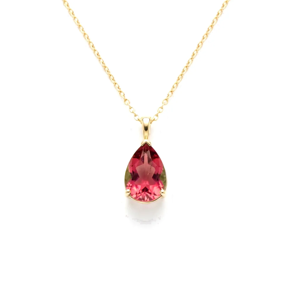 Colar Ponto de Luz em Ouro Amarelo 18k com Rubi Gota
